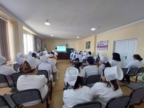 On 19.02.2026, a lecture was given to patients and nurses of the Mirzo-Ulugbek district of Tashkent city.