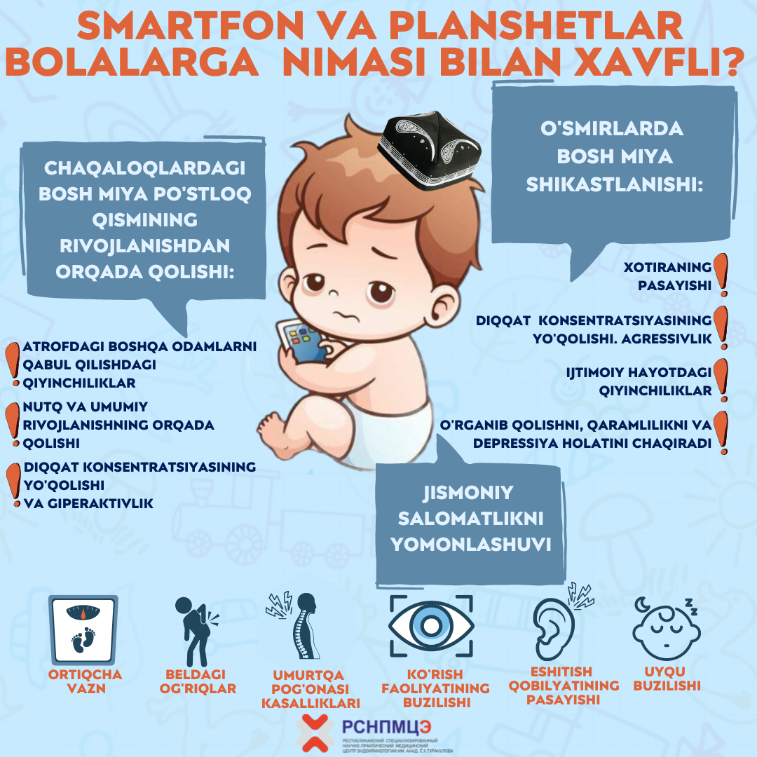 Смартфон ва планшетлар болаларга нимаси билан хавфли