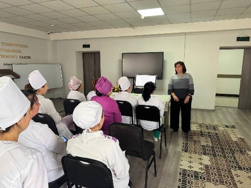 On January 26, 2026, an endocrinologist gave a lecture to nurses and visiting nurses of the 43rd Shaykhontohursky SPP VOP in Tashkent.